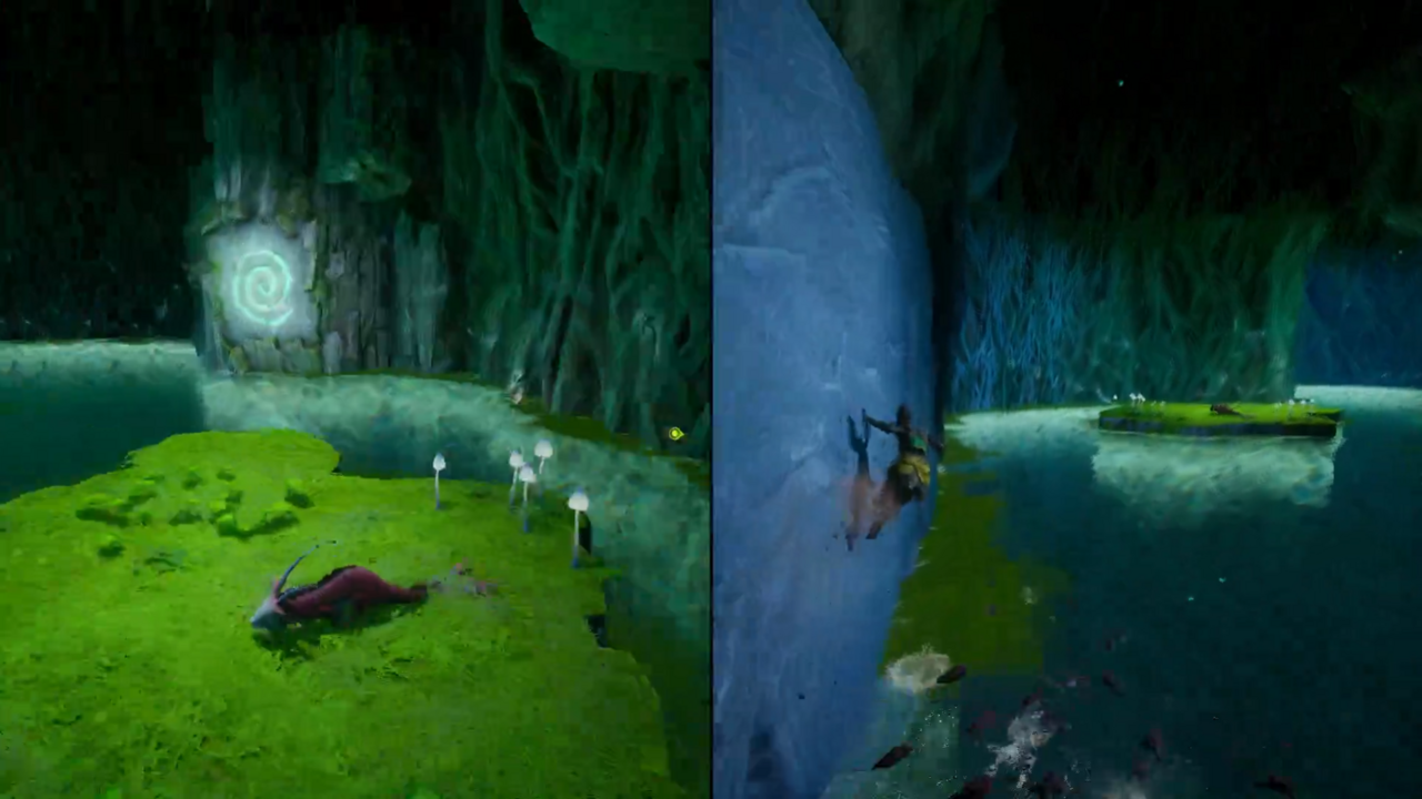 Wall running can save Zoe from piranhas.