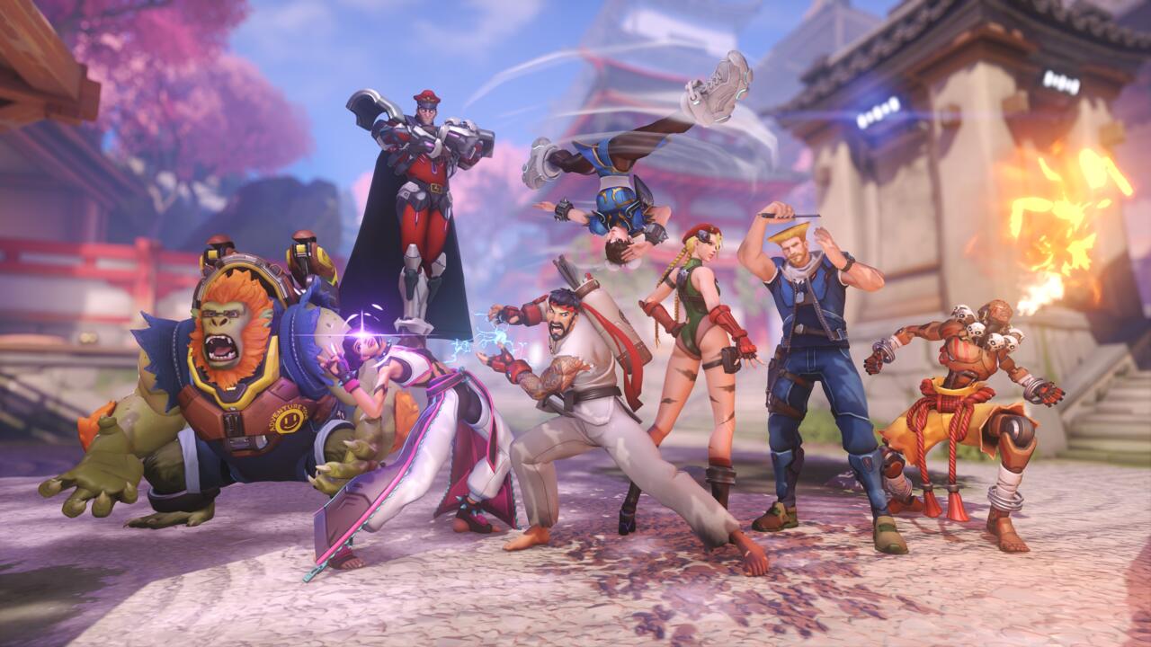 The eight Overwatch 2 X Street Fighter skins