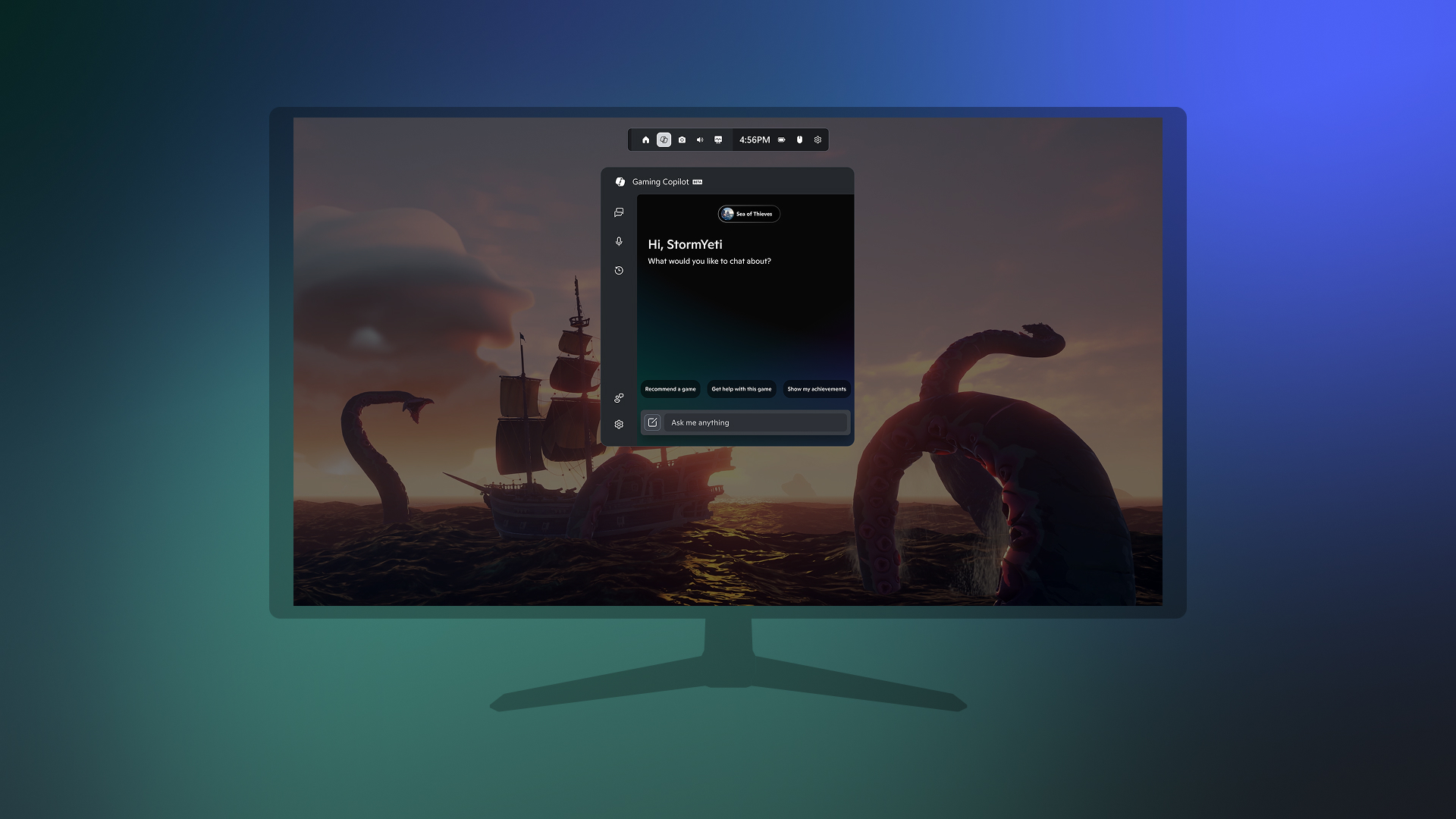 An image of the Gaming Copilot UI in Game Bar.